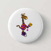 Funny Giraffe Playing Pickleball Button (Vorderseite)