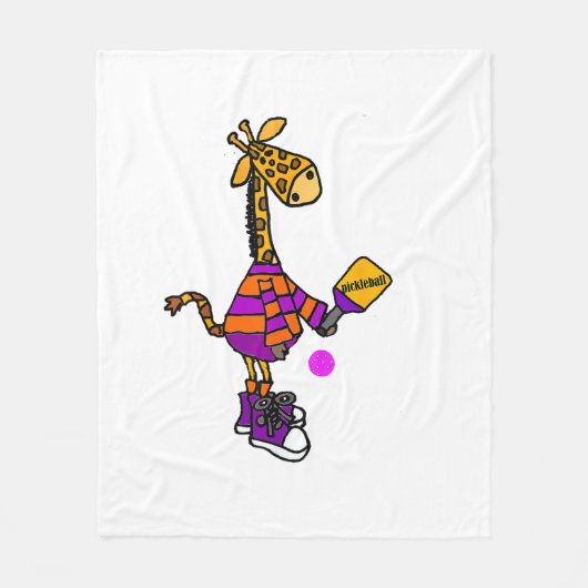 Funny Giraffe Playing Pickleball Fleecedecke (Vorderseite)