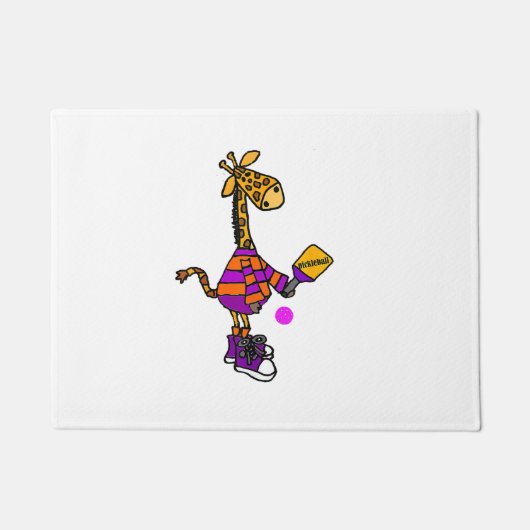 Funny Giraffe Playing Pickleball Fußmatte (Vorderseite)