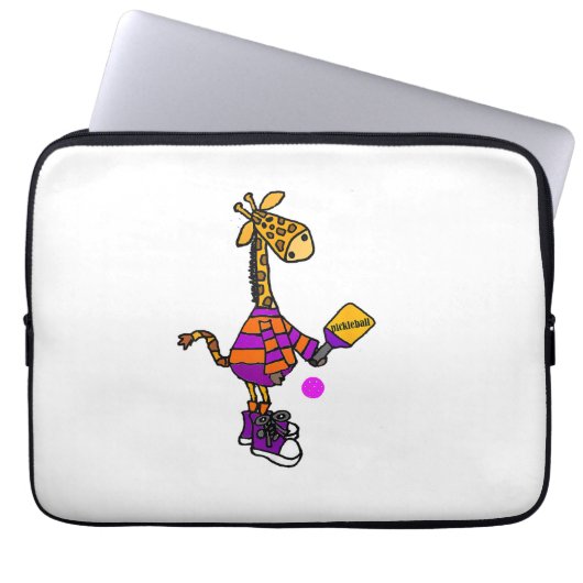 Funny Giraffe Playing Pickleball Laptopschutzhülle (Vorderseite)