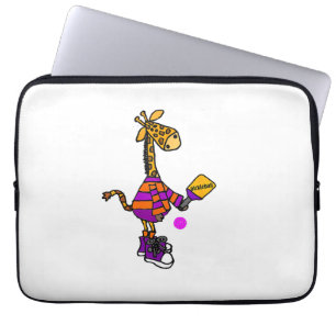 Funny Giraffe Playing Pickleball Laptopschutzhülle