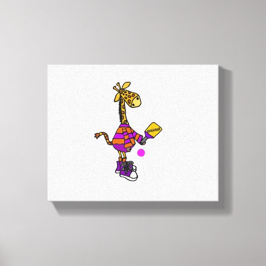 Funny Giraffe Playing Pickleball Leinwanddruck (Vorderseite)