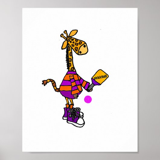 Funny Giraffe Playing Pickleball Poster (Vorne)