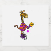 Funny Giraffe Playing Pickleball Schaumweinetikett (Einzelnes Label)