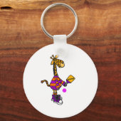 Funny Giraffe Playing Pickleball Schlüsselanhänger (Vorderseite)