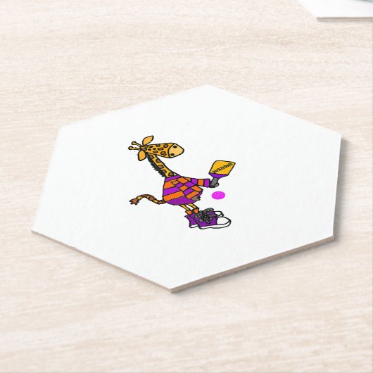 Funny Giraffe Playing Pickleball Untersetzer (angewinkelt)
