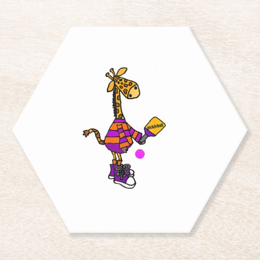 Funny Giraffe Playing Pickleball Untersetzer (Vorderseite)