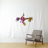 Funny Giraffe Playing Pickleball Wandteppich (Beispiel (Horizontal))