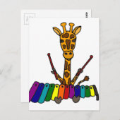Funny Giraffe Playing Xylophone Cartoon Postkarte (Vorne/Hinten)