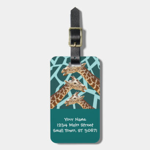Funny Giraffe Print Aquamarin Blue Wild Animal Pat Gepäckanhänger