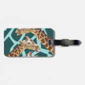 Funny Giraffe Print Aquamarin Blue Wild Animal Pat Gepäckanhänger (Rückseite horizontal)
