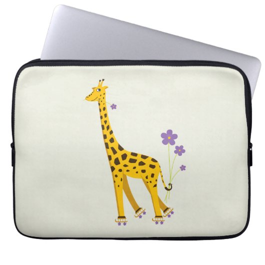 Funny Giraffe Roller Skaten 15in Laptopschutzhülle (Vorderseite)