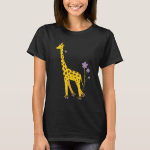 Funny Giraffe Roller Skaten Dark T-Shirt