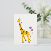 Funny Giraffe Roller Skaten Postkarte (Stehend Vorderseite)