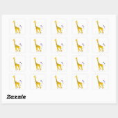 Funny Giraffe Roller Skaten Quadratischer Aufkleber (Blatt)