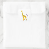 Funny Giraffe Roller Skaten Quadratischer Aufkleber (Tasche)
