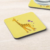 Funny Giraffe Roller Skaten Yellow Girl Getränkeuntersetzer (Linke Seite)