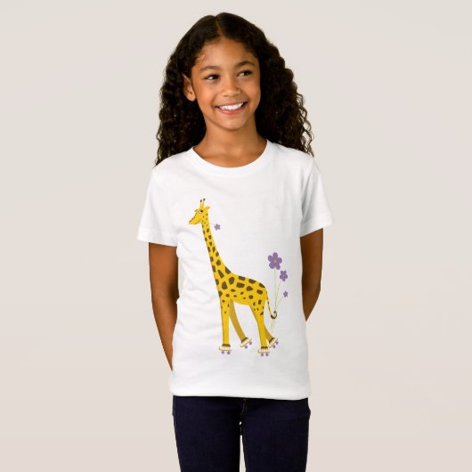 Funny Giraffe Roller Skating T-Shirt (Vorne ganz)