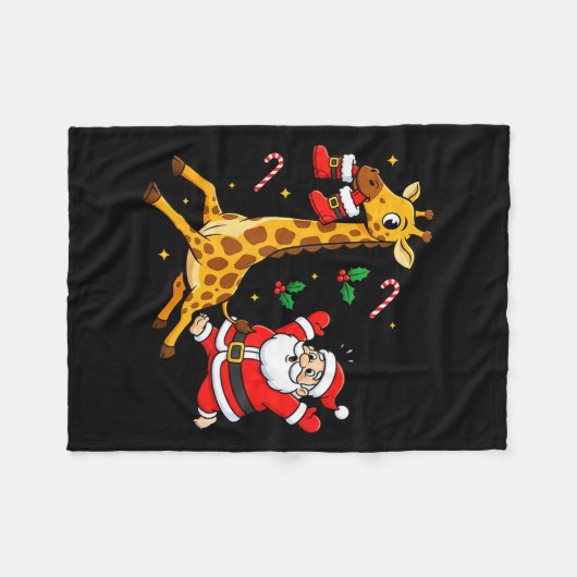 Funny Giraffe Santa Claus Boots Christmas Womens M Fleecedecke (Vorderseite (Horizontal))