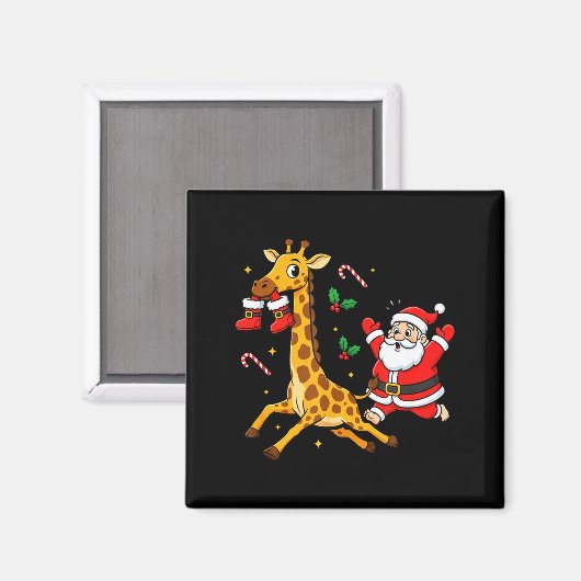 Funny Giraffe Santa Claus Boots Christmas Womens M Magnet (Vorderseite/Rückseite)