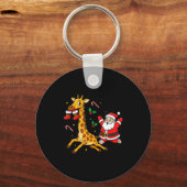 Funny Giraffe Santa Claus Boots Christmas Womens M Schlüsselanhänger (Vorderseite)