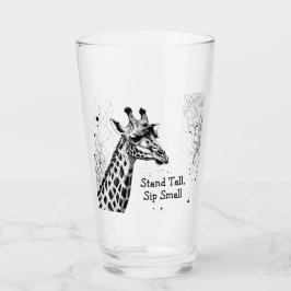 Funny Giraffe Schwarz-weiß Tinte Personalisiert Glas