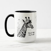 Funny Giraffe Schwarz-weiß Tinte Personalisiert Tasse (Links)