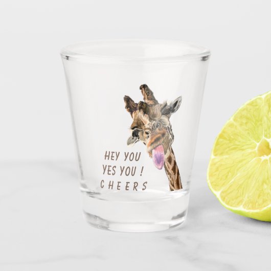 Funny Giraffe Shot Glass Cheers - Custom Text Schnapsglas (Vorderseite)
