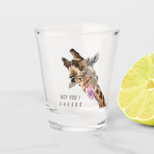 Funny Giraffe Shot Glass Cheers - Custom Text Schnapsglas (Vorderseite)