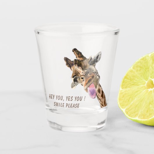 Funny Giraffe Shot Glass Smile - Benutzerdefiniert Schnapsglas (Vorderseite)