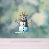 Funny Giraffe Snowman Scarf Weihnachtsfrauen Mens Acrylschild (Neutral)