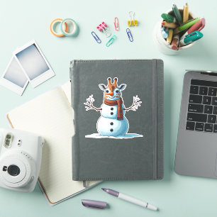 Funny Giraffe Snowman Scarf Weihnachtsfrauen Mens Aufkleber