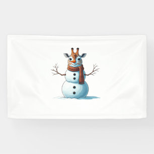 Funny Giraffe Snowman Scarf Weihnachtsfrauen Mens Banner