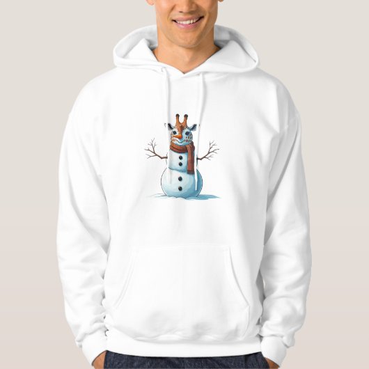 Funny Giraffe Snowman Scarf Weihnachtsfrauen Mens Hoodie (Vorderseite)