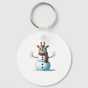 Funny Giraffe Snowman Scarf Weihnachtsfrauen Mens Schlüsselanhänger