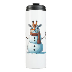 Funny Giraffe Snowman Scarf Weihnachtsfrauen Mens Thermosbecher