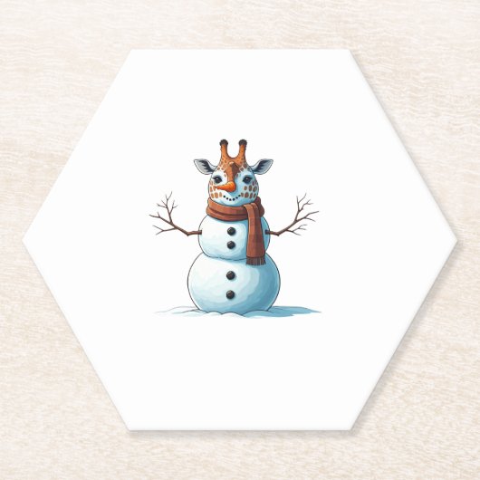 Funny Giraffe Snowman Scarf Weihnachtsfrauen Mens Untersetzer (Vorderseite)