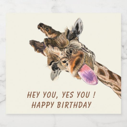 Funny Giraffe Sparkling Weinetikett - Eigener Text Schaumweinetikett (Einzelnes Label)