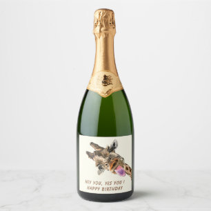 Funny Giraffe Sparkling Weinetikett - Eigener Text Schaumweinetikett