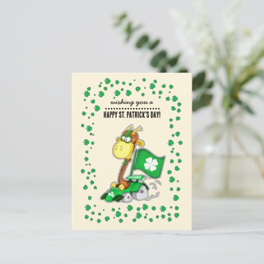Funny Giraffe St. Patrick's Day Postkarten (Stehend Vorderseite)