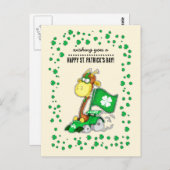 Funny Giraffe St. Patrick's Day Postkarten (Vorne/Hinten)