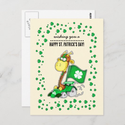 Funny Giraffe St. Patrick's Day Postkarten (Vorne/Hinten)