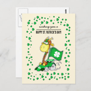 Funny Giraffe St. Patrick's Day Postkarten