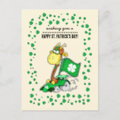Funny Giraffe St. Patrick's Day Postkarten (Vorderseite)
