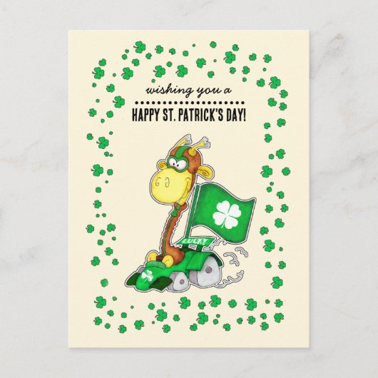 Funny Giraffe St. Patrick's Day Postkarten (Vorderseite)