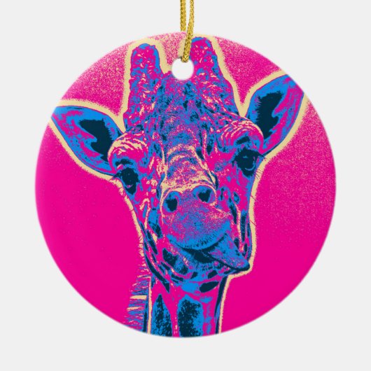 Funny Giraffe stickt seine Zunge heraus Keramik Ornament (Vorne)