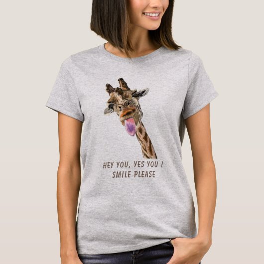 Funny Giraffe T - Shirt - Benutzerdefinierter Text (Vorderseite)