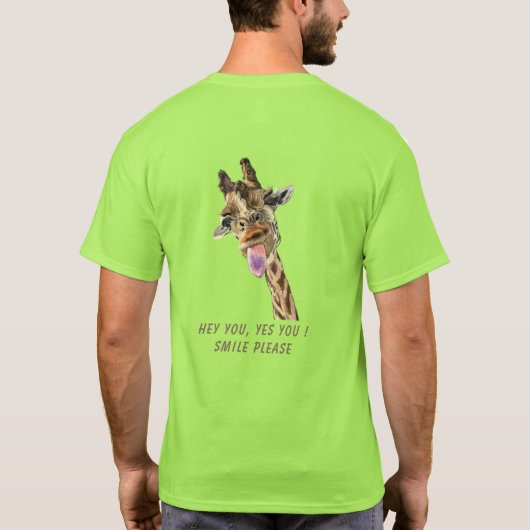 Funny Giraffe T - Shirt - Benutzerdefinierter Text (Rückseite)