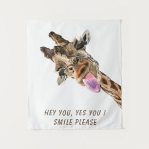 Funny Giraffe Tapestry - Benutzerdefinierter Text Wandteppich
