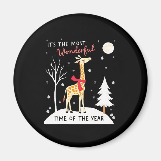 Funny Giraffe The Most Wonderful Time Christmas T- Magnet (Vorne)